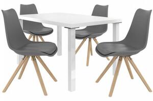 Kvalitní set AMARETO stůl a židle Bílá/Šedá (1stůl, 4židle)