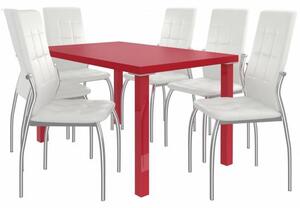 Kvalitní set LORENO stůl a židle Červená/Bílá (1stůl, 6židlí)