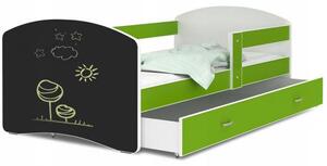 Dětská postel s tabulí na psaní LUKI 160x80 cm ZELENÁ