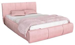 Čalouněná postel VIP 140x200 Kůže růžová s kovovým zdvižným roštem