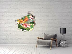 Nálepka 3D díra na zeď Tropické květiny nd-p-71850727