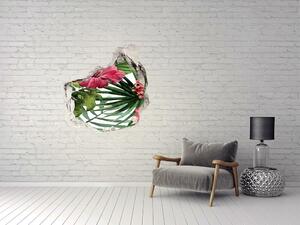 Nálepka 3D díra na zeď Tropické květiny nd-p-74294338