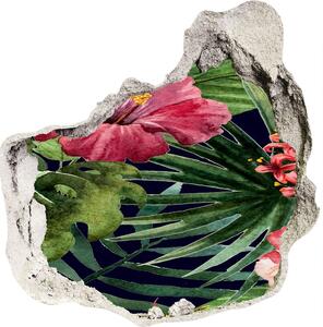 Nálepka 3D díra na zeď Tropické květiny nd-p-74294339