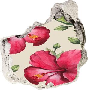 Nálepka 3D díra na zeď Růžový hibiskus nd-p-74431005