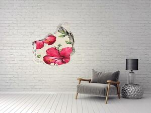 Nálepka 3D díra na zeď Růžový hibiskus nd-p-74431005