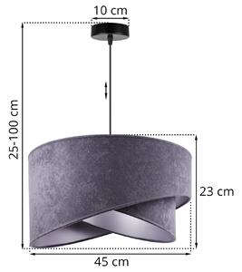 Závěsné svítidlo MEDIOLAN, 1x šedé/stříbrné textilní stínítko
