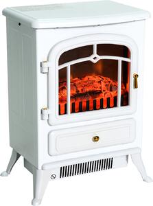 HOMCOM Elektrický krb Plamenný efekt 950/1850W Ochrana proti přehřátí Bílá 41,5 x 28 x 54,8 cm
