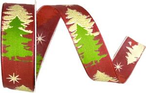 Vánoční stuha CHRISTMAS TREE MAGIC – RED & GOLD 25mm x 2,5m (12,-Kč/m)