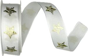 Vánoční stuha RUSTIC STAR WHITE bílá 25mm x 3m (9,-Kč/m)