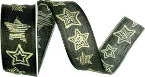 Vánoční stuha BLACK CHRISTMAS STARLIGHT – PREMIUM černá 25mm x 2,5m (12,-Kč/m)