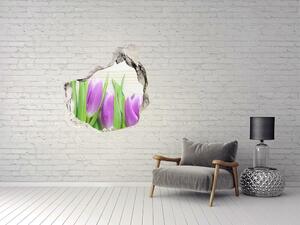 Samolepící díra nálepka Fialové tulipány nd-p-78755149