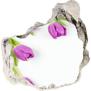 Samolepící díra na stěnu Fialové tulipány nd-p-78573099