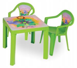 Dětský plastový stoleček s židlemi zelený