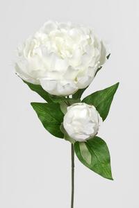 Animadecor Umělá květina - Pivoňka bílá s poupětem 35cm
