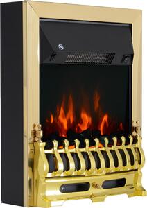 Elektrický krb Stojící krb s efektem plamene 1000/2000W 48,2 x 18,5 x 59,2 cm ve zlaté barvě pro příjemné večery