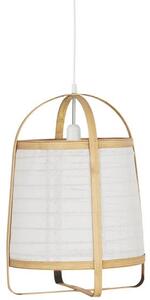 IB Laursen Závěsná bambusová lampa s bílými látkovými stranami