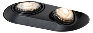 Zakulacené zapuštěné bodové svítidlo černé GU10 50 mm 2-světlo - Hubs
