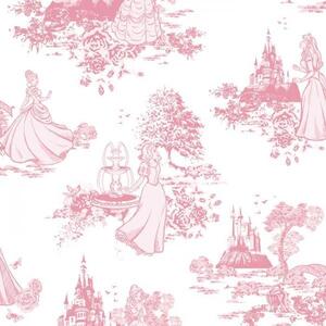 Papírová tapeta pro děti, Disney Princesz 70-233, Princess Pink Toile, Graham & Brown