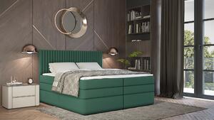 Boxspringová postel 140x200 LUMIRA 1 - zelená + topper ZDARMA