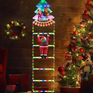 Santa Claus LED žebřík 1,5 m – vánoční osvětlení se 6 příčkami a plastovým stromkem, RGB