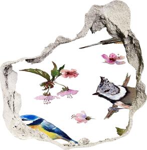 Samolepící díra na stěnu Ptáci květy višně nd-p-98117635