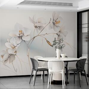 Fototapety Bílá větev orchideje ve stylu akvarelu, Fototapety květiny, w09022 : uwalls.cz