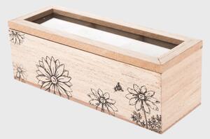 Dřevěná krabička na čaj Flower béžová