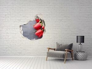 Samolepící díra na stěnu Červené tulipány nd-p-99719823