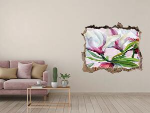 Nálepka 3D díra na zeď Květy magnolie nd-k-104301807