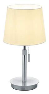 Trio Leuchten 509100107 LYON - Stolní moderní lampa v matném niklu s tahovým vypínačem a bílým textilním stínidlem, 56cm (Moderní stoní lampa, tahový vypínač , stříbrná montura, výškově nastavitelná)