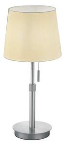 Trio Leuchten 509100107 LYON - Stolní moderní lampa v matném niklu s tahovým vypínačem a bílým textilním stínidlem, 56cm (Moderní stoní lampa, tahový vypínač , stříbrná montura, výškově nastavitelná)