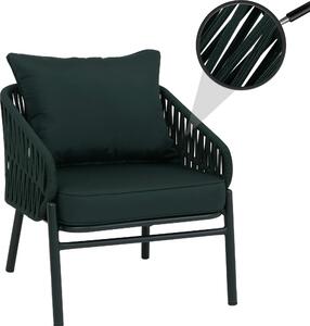 Hliníková zahradní idle HWC-P90, venkovní lehátko, pletené lano, látka/textil (180 g/m²) zelená