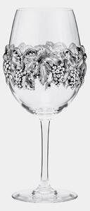 Křišťálová sklenice na víno s dekorací, postříbřeno, 1 kus