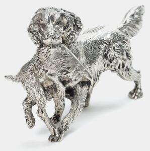 Dekorativní soška / těžítko, Lovecký pes/Retrívr, postříbřeno