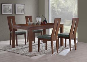 Jídelní set - stůl MORIS a 4 židle NELA, látka SH21, ořech