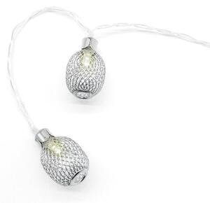ACA DECOR LED Vánoční girlanda - Ananasy stříbrné, teplá bílá, 3xAA, 160 cm