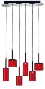 Axolight Spillray 6, závěsné svítidlo z červeného skla, LED 6x1,5W G4 délka 64,5cm