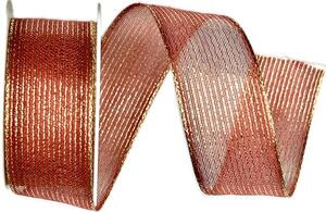 Vánoční organzová stuha ORGANDY LINES červená 25mm x 2m (13,-Kč/m)