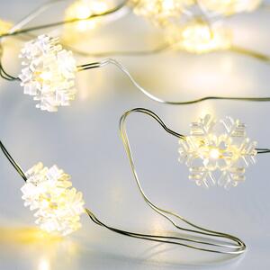ACA DECOR LED vánoční/dekorační girlanda - vločky, teplá bílá barva, 200 cm, IP20, 2xAA