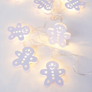 ACA Lighting LED vánoční girlanda - perníčky, teplá bílá, 2x AA baterie, 160 cm, IP20