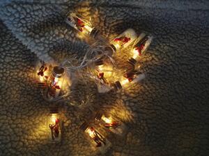 ACA DECOR LED Vánoční girlanda - Skleničky s červenými bobulemi , teplá bílá, 2xAA, 160 cm