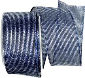Vánoční organzová stuha ORGANDY LINES NAVY BLUE modrá 40mm x 2m (16,-Kč/m)