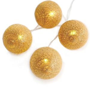 ACA DECOR LED girlanda - textilní zlaté kuličky, teplá bílá, 2xAA, 160 cm