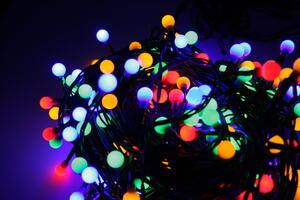 ACA DECOR LED vánoční světelný řetez - Kuličky, 3x8m, RGB, IP44, 80 LED