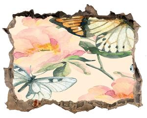 Díra 3D fototapeta nálepka Motýli a květiny nd-k-117916209