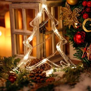 ACA DECOR LED Vánoční stromeček do okna, teplá bílá barva, IP20, 3xAAA, přísavka