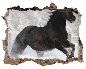 Díra 3D fototapeta nálepka Kůň ve cvalu sníh nd-k-118892522