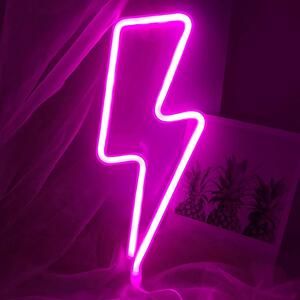 ACA DECOR Neonová lampička - Blesk, růžová barva