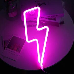 ACA DECOR Neonová lampička - Blesk, růžová barva