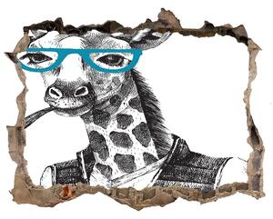 Díra 3D fototapeta nálepka Žirafa v brýlích nd-k-122012386